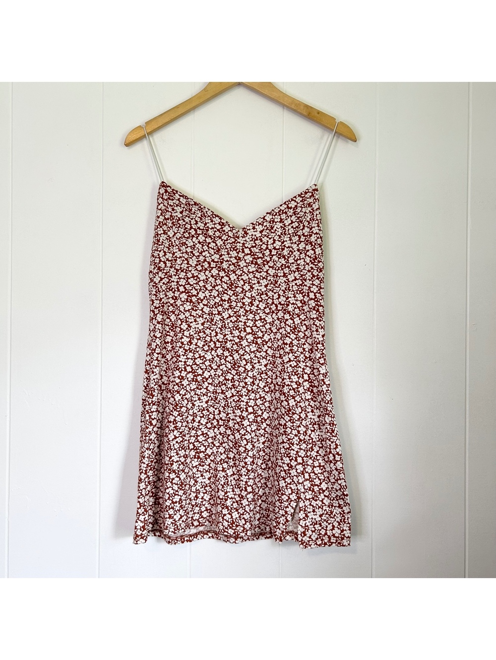 Papermoon Rust Fall Autumn Floral Front Slit Bodycon Fitted Dress Women's Large